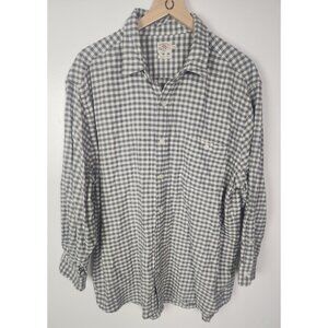 FAHERTY Men's Sz. XXL Grey & Ivory Check Flannel Button Up Shirt